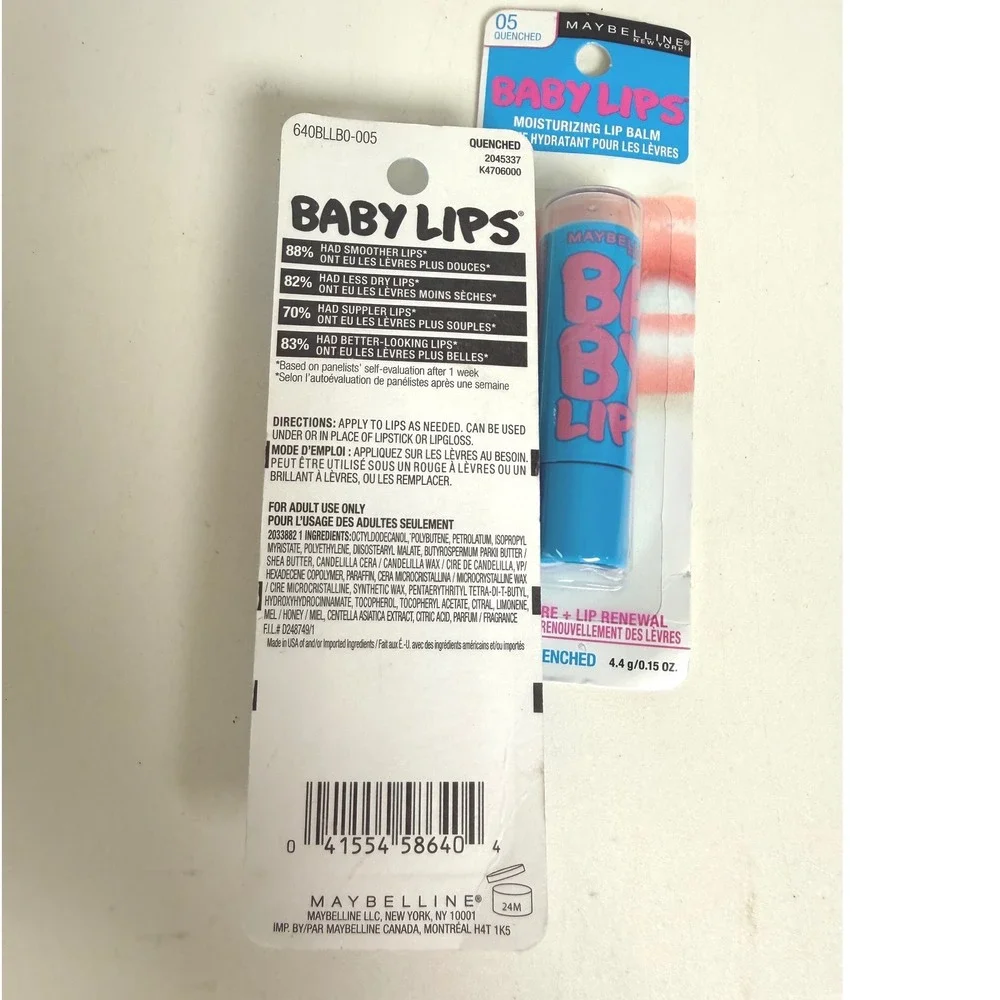 Maybelline Lip Balm Baby Lips 05 Quenched Clear Moisturizing Lot of 2 HTF New